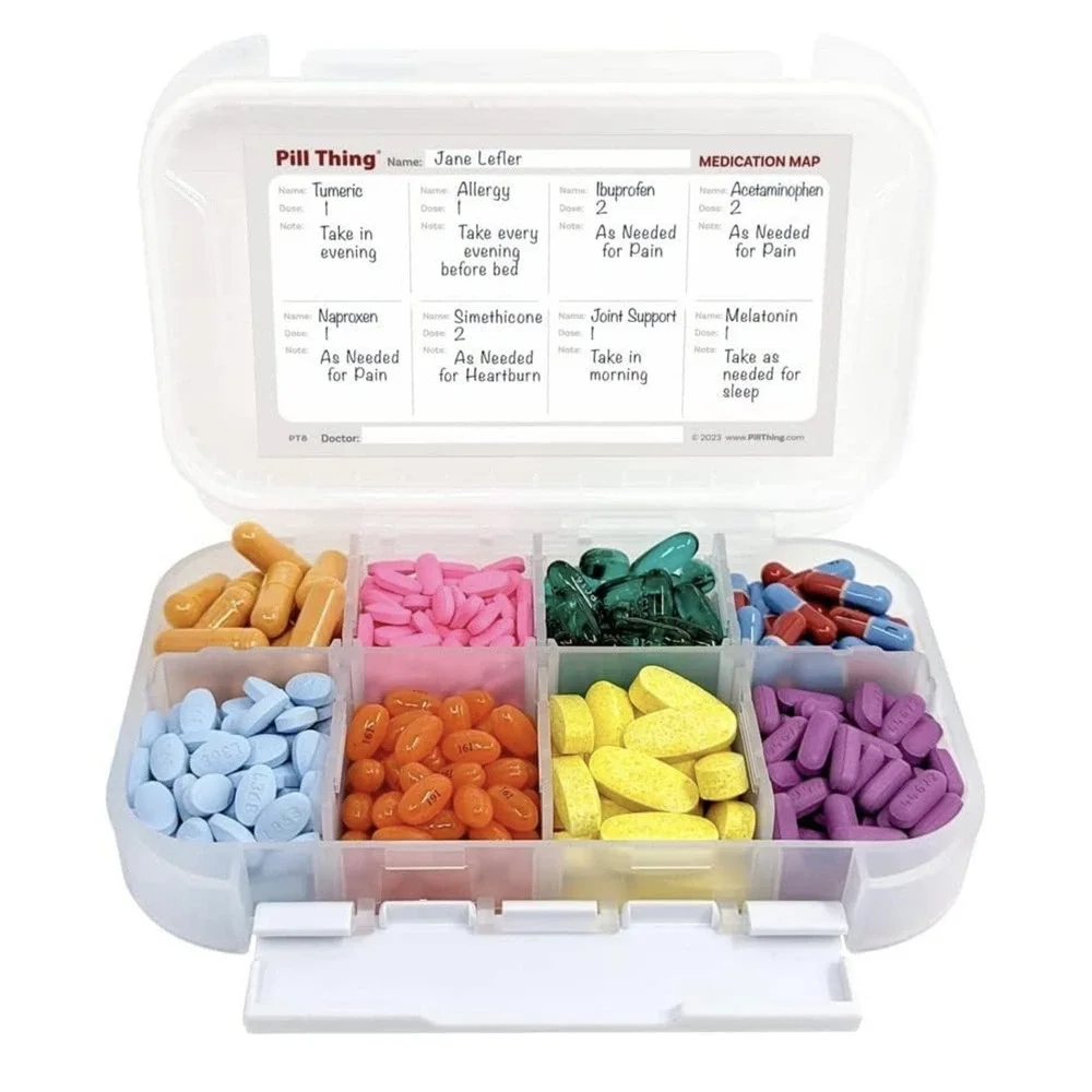 8 Compartment Large Pill Case with Airtight Seal, Adjustable Dividers *LOT OF 2* - Picture 7 of 8